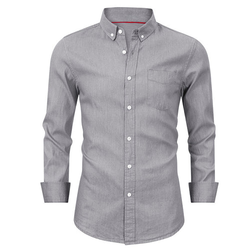 Herren Denim Langarmhemd mit modernem Schnitt und Brusttasche Echoarchiv