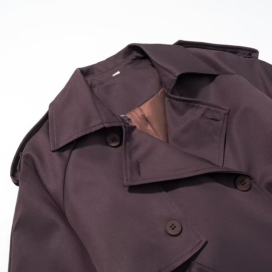Damen Langer Taillierter Trenchcoat mit Bindegürtel und Doppelreihe Echo Archiv