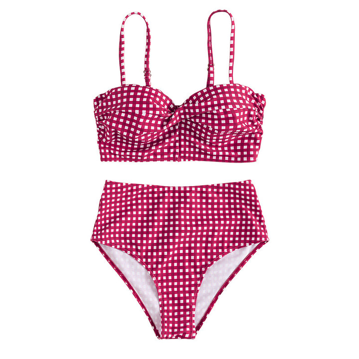 Damen Hoch taillierter Bikini mit Karomuster Echo Archiv