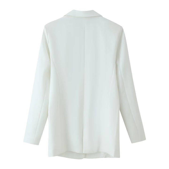 Damen Longline-Doppelreiher Blazer mit markanten Revers und goldenen Zierknöpfen Echo Archiv