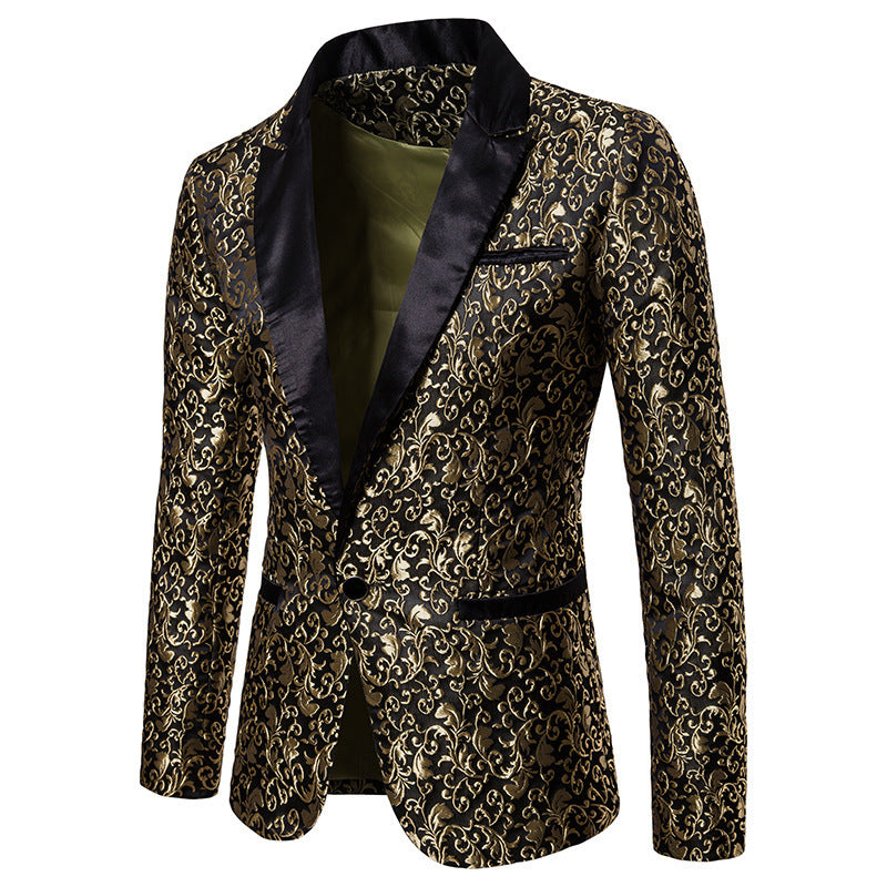 Herren Festlicher Jacquard-Blazer mit floralen Mustern Echoarchiv