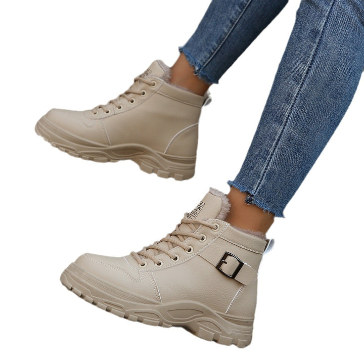 Damen Gefütterte Plateau-Ankleboots mit Kunstfellfutter und klobiger Lug-Sohle Echoarchiv