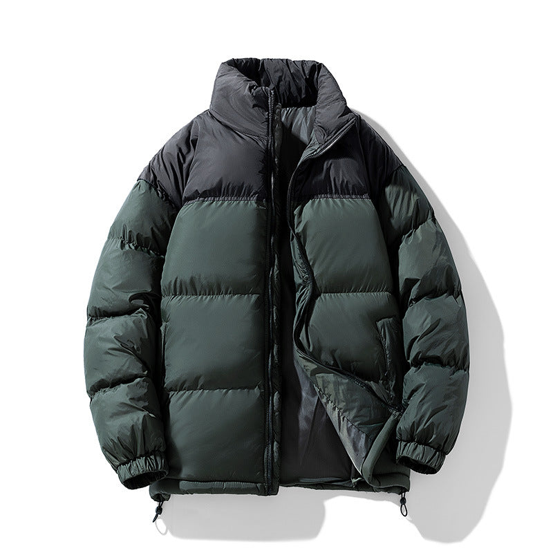 Herren gepolsterte Thermo-Daunenimitatjacke mit hohem Stehkragen und Kordelzug – Marzano