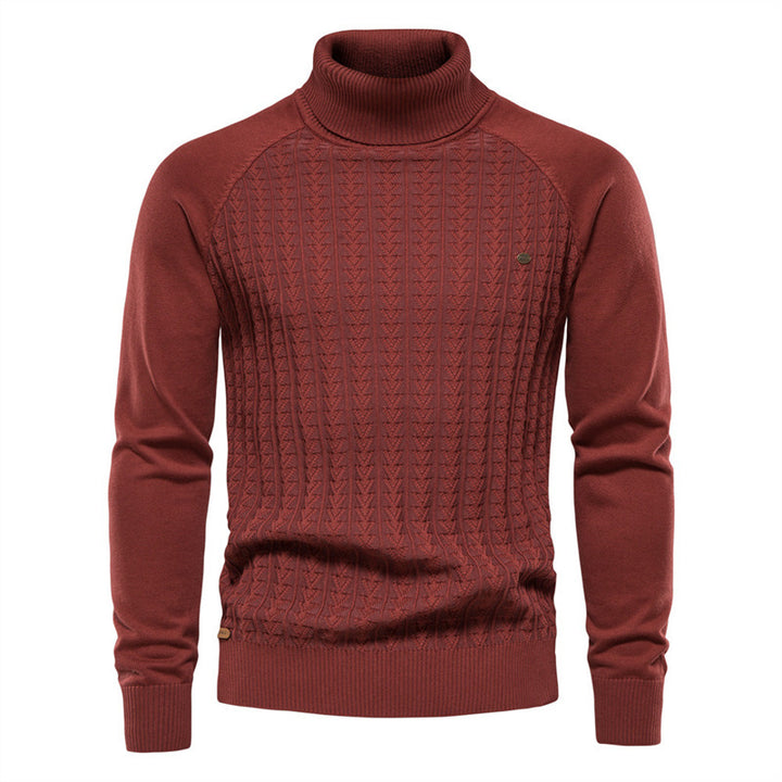 Herren Strickpullover mit modischem Stehkragen und strukturiertem Design Echoarchiv