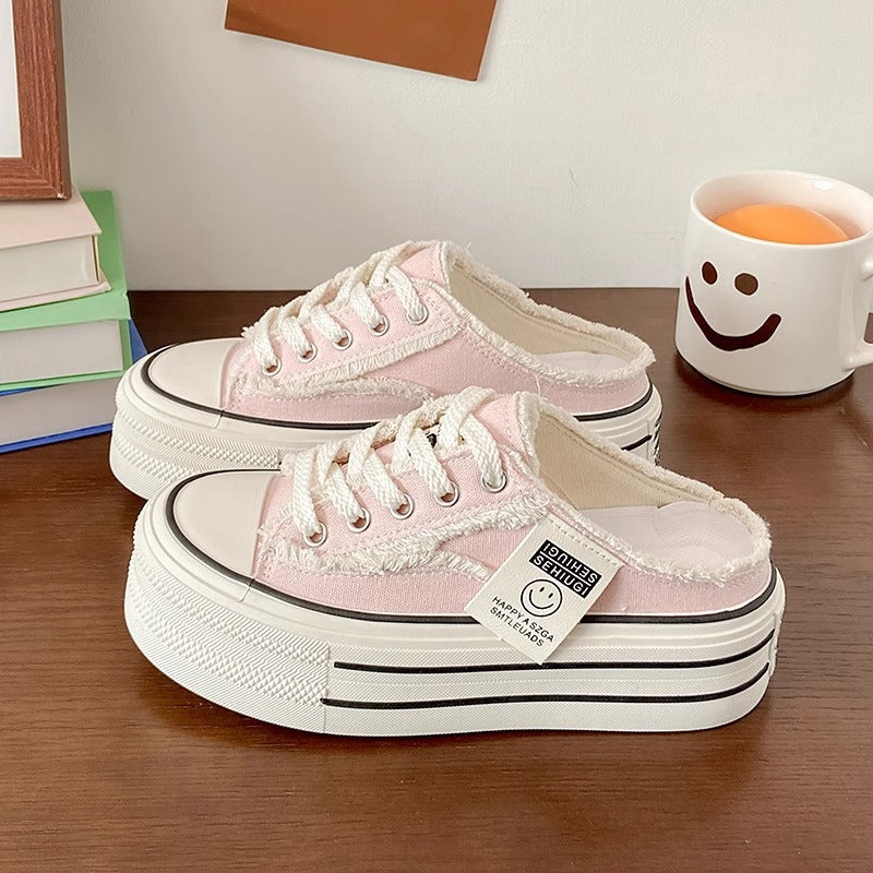 Damen Trendige Plateausneaker mit offener Ferse und Schnürung Echo Archiv
