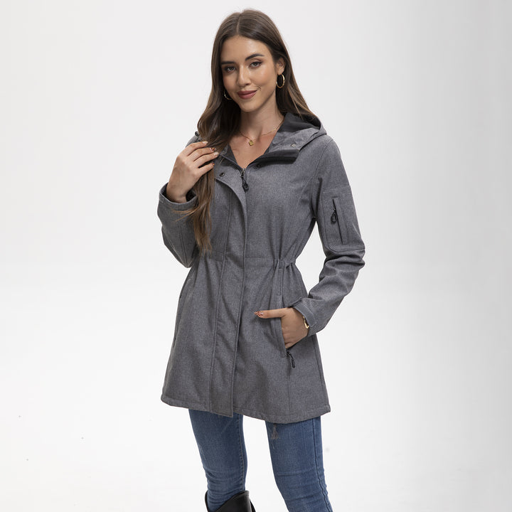 Damen nan funktionaler Softshell-Parka mit Teddyfleece-Futter, Kapuze und Taillenzug Echo Archiv