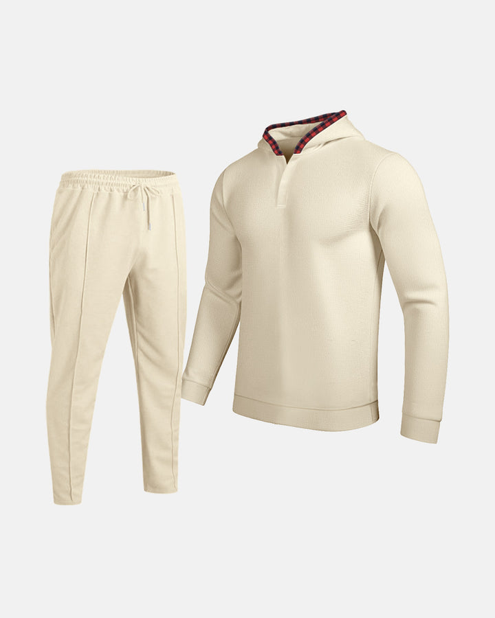 Herren Sportlicher Hoodie mit Karodetails und passtgenauen Jogginghose Echoarchiv
