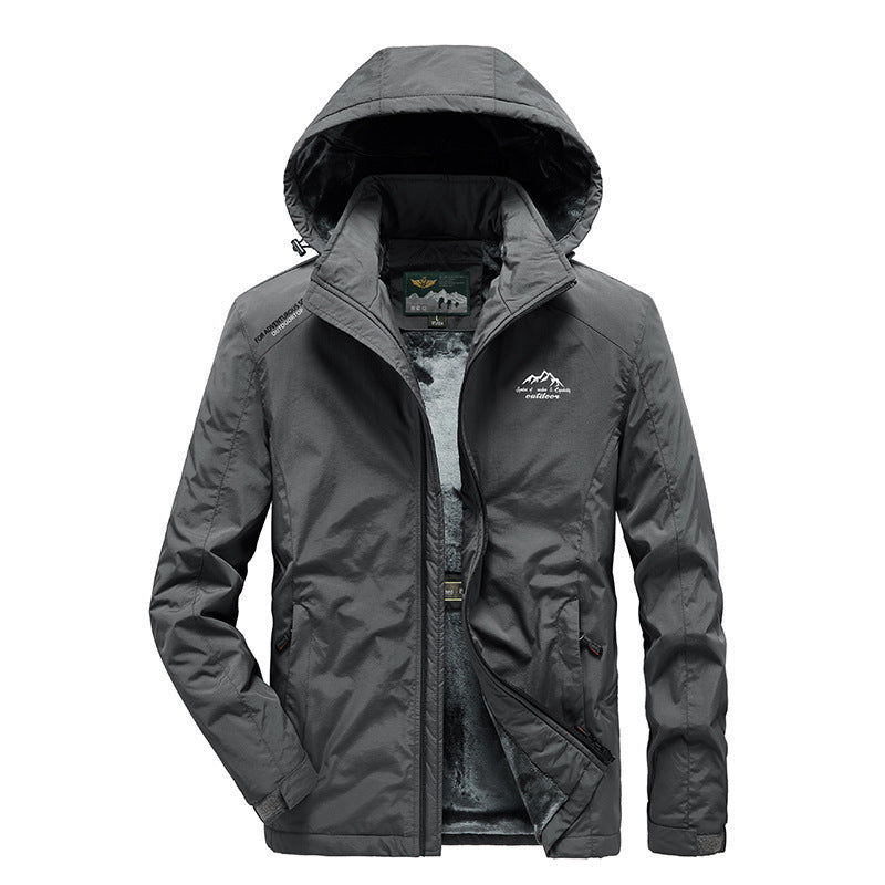 Herren Outdoorjacke mit Plüsch-Innenfutter, verstellbarer Kapuze und winddichter Front Echo Archiv