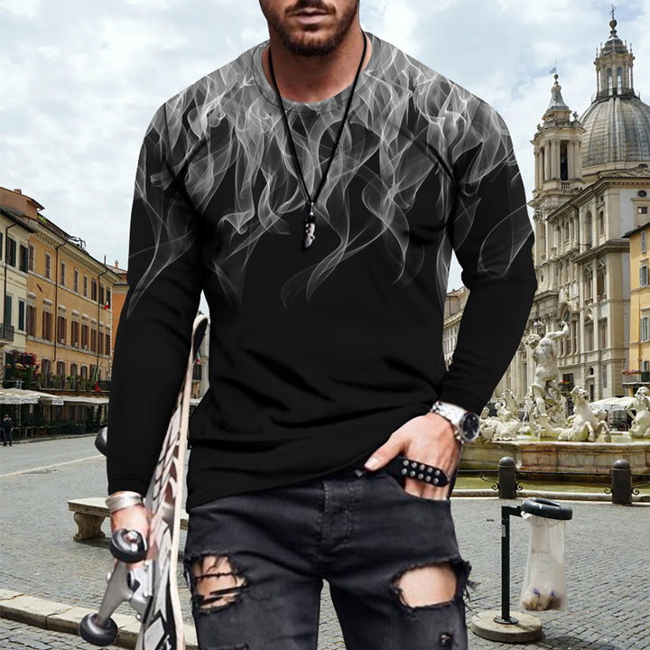 Herren Langarmshirt mit dynamischem Flammendesign und sportlichem Schnitt Echoarchiv