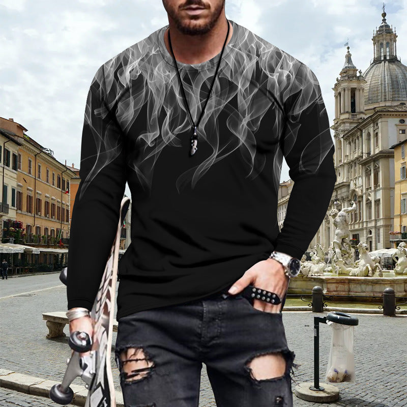 Herren Langarmshirt mit auffälligem Flammenmuster Echoarchiv