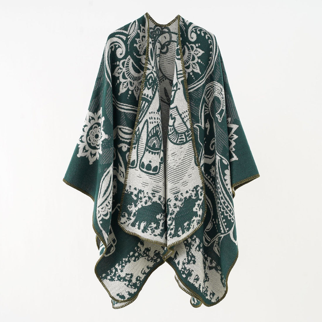 Damen Ornamentales Jacquard-Wickelcape mit weichem Fall – Montévia