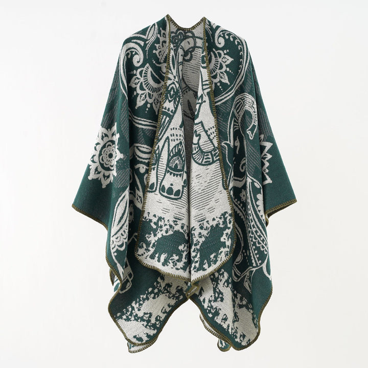 Damen Ornamentales Jacquard-Wickelcape mit weichem Fall Echo Archiv