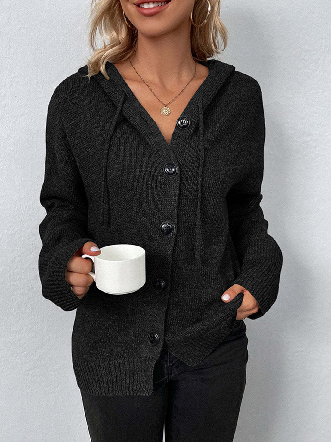 Damen Modischer Strickpullover mit Kapuze – Mavelle