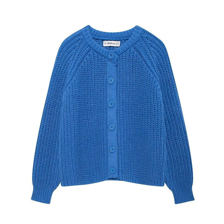 Damen nan grob gestrickte Raglan-Cardigan mit Ballonärmeln und durchgehender Knopfleiste Echo Archiv