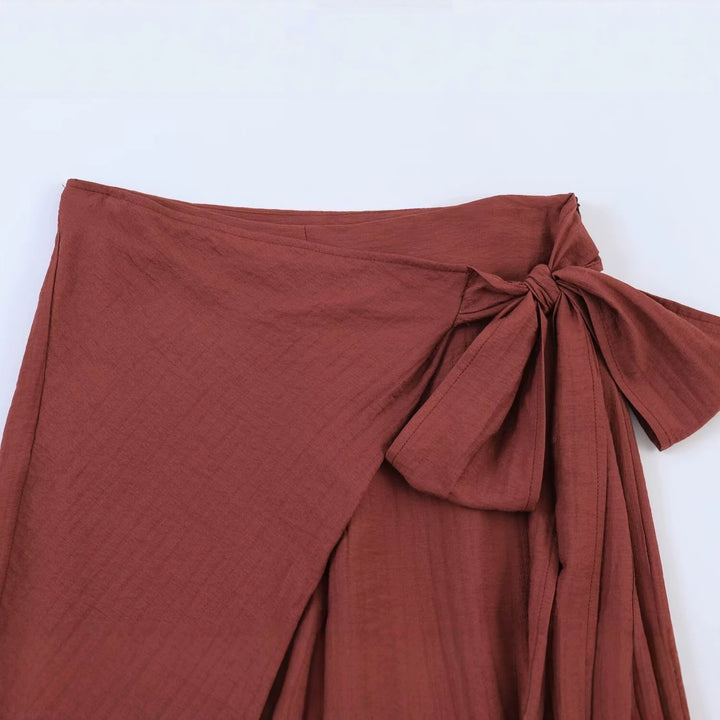 Damen Weite High‑Waist Palazzo‑Hose mit Wickelrock‑Optik und Taillenschleife Echo Archiv