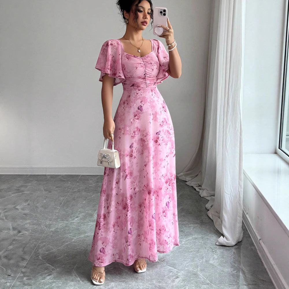 Damen Maxikleid mit fließendem Schnitt und romantischem Blumenmuster Echo Archiv
