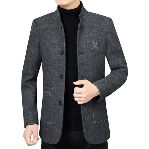 Herren Kurzmantel mit Stehkragen und aufgesetzten Taschen aus Wollmischung – Montevé