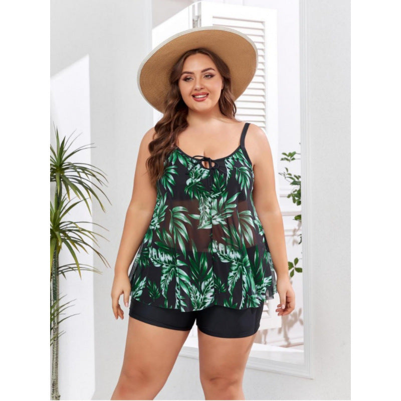 Damen Tankini-Set mit floralem Oberteil und figurbetonendem Unterteil Echo Archiv