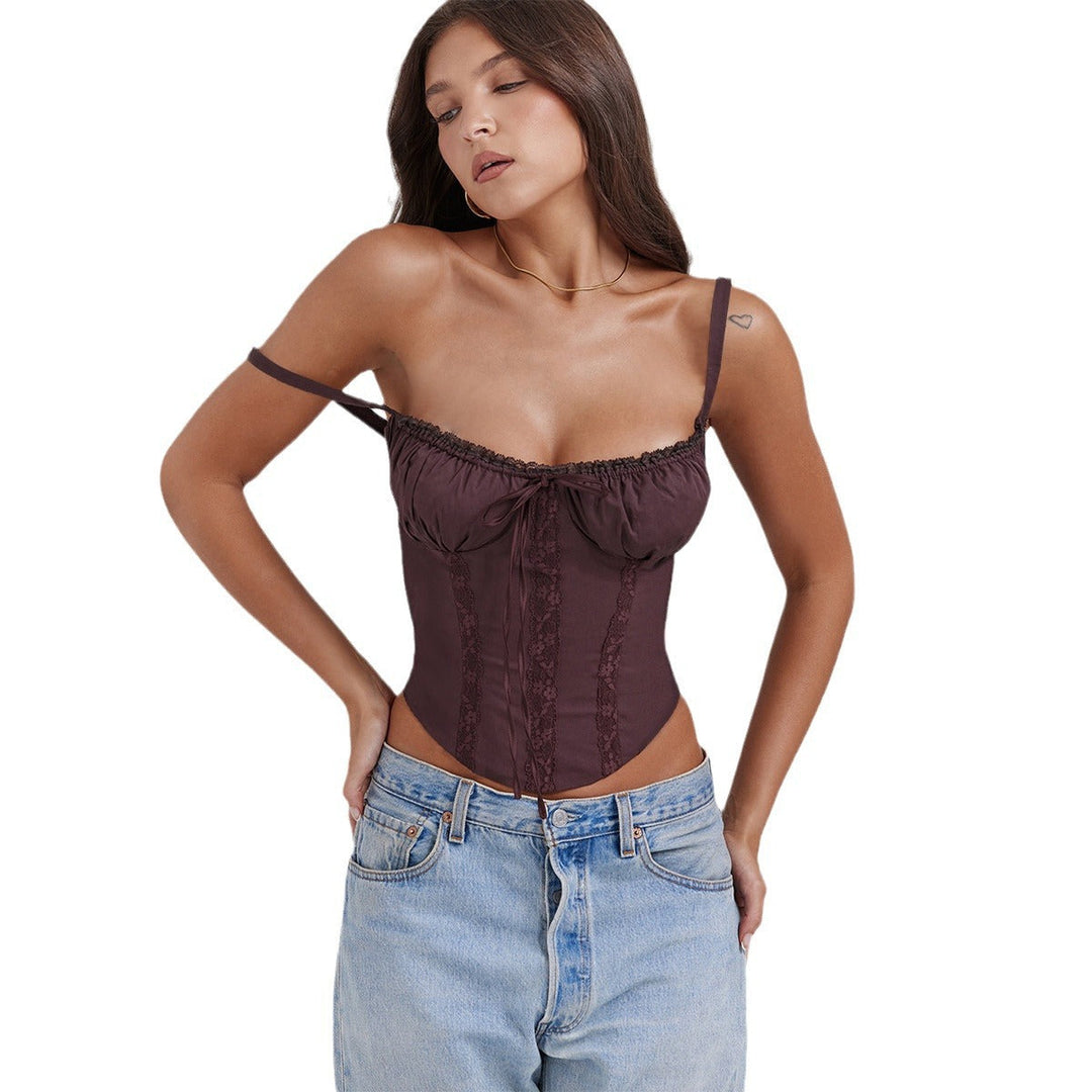 Damen Bustier-Oberteil mit eleganten Rüschen und verstellbaren Trägern Echoarchiv