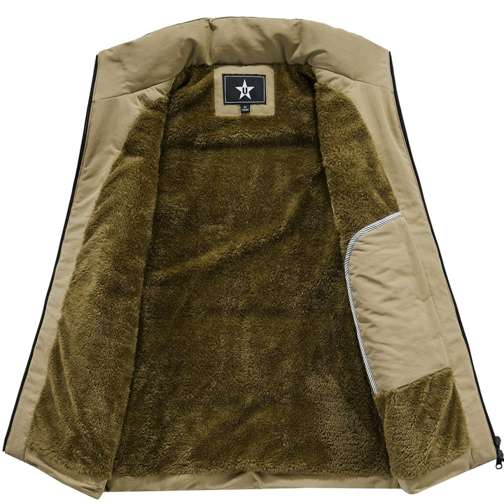 Herren Wattierte Outdoor-Weste mit Teddyfutter, hohem Kragen und Multifachtaschen – Marzano