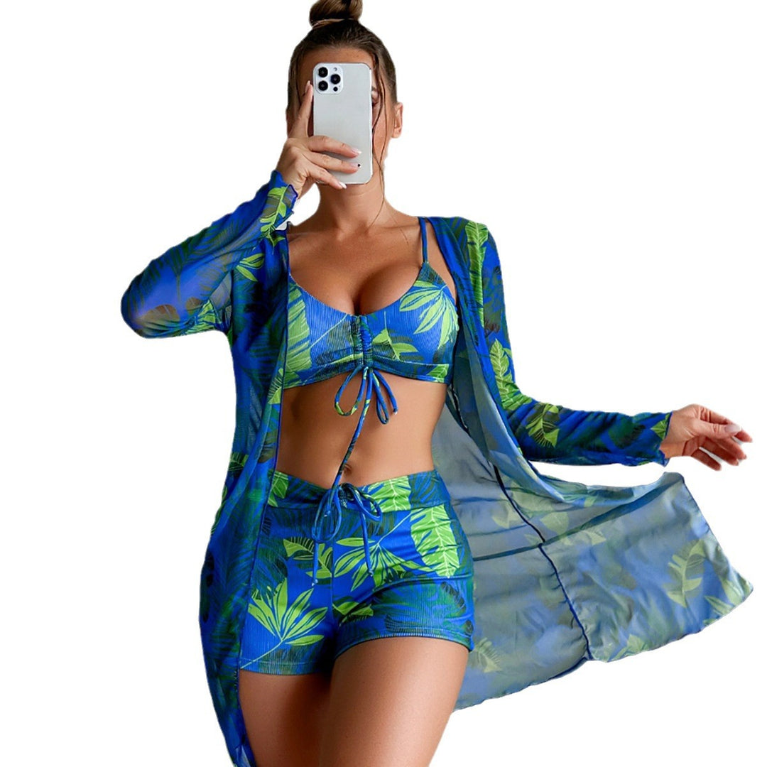 Damen Bikiniset mit luftiger Wickeljacke und floralem Muster Echo Archiv