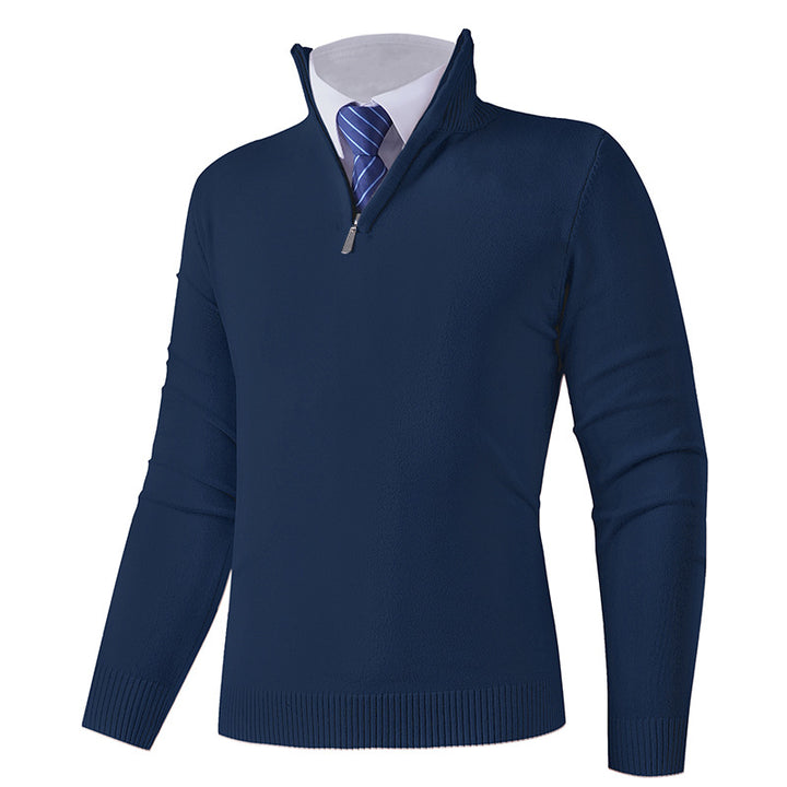 Herren eleganter Stehkragenpullover mit Reißverschluss Echoarchiv