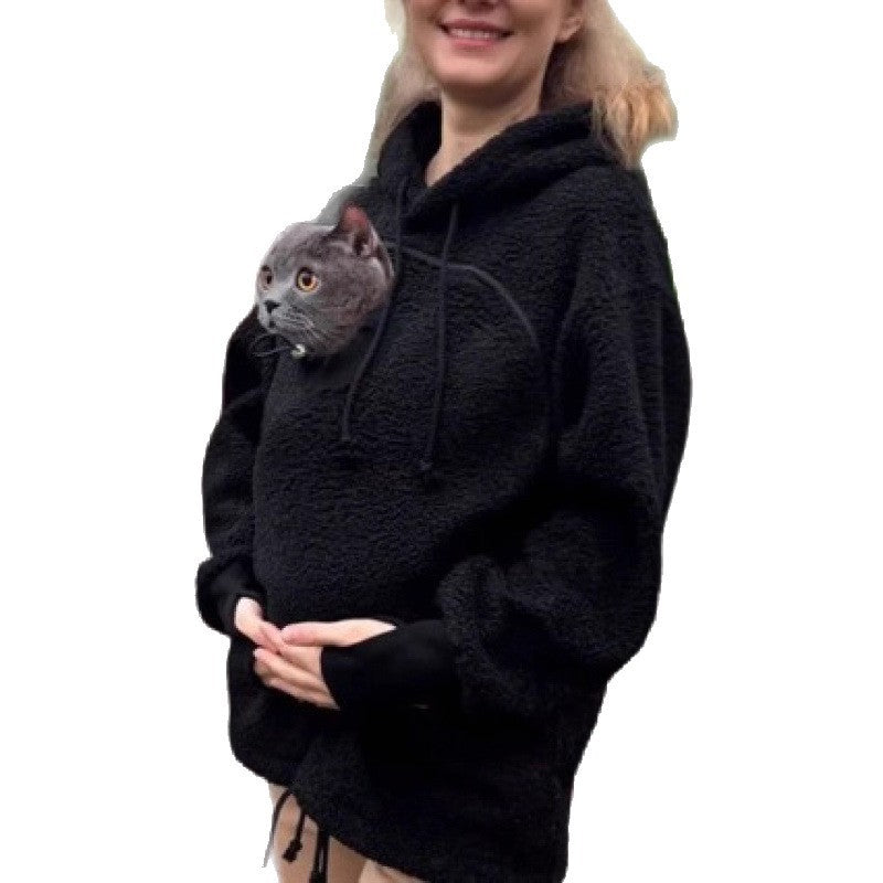 Damen Kapuzenpullover mit integrierter Katzenhöhle und extra weichem Fleece Echo Archiv