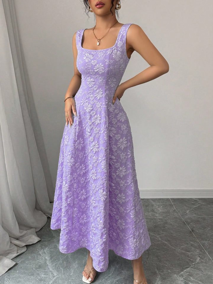 Damen Elegantes Maxikleid mit floralem Design und Quadrat-Ausschnitt Echo Archiv