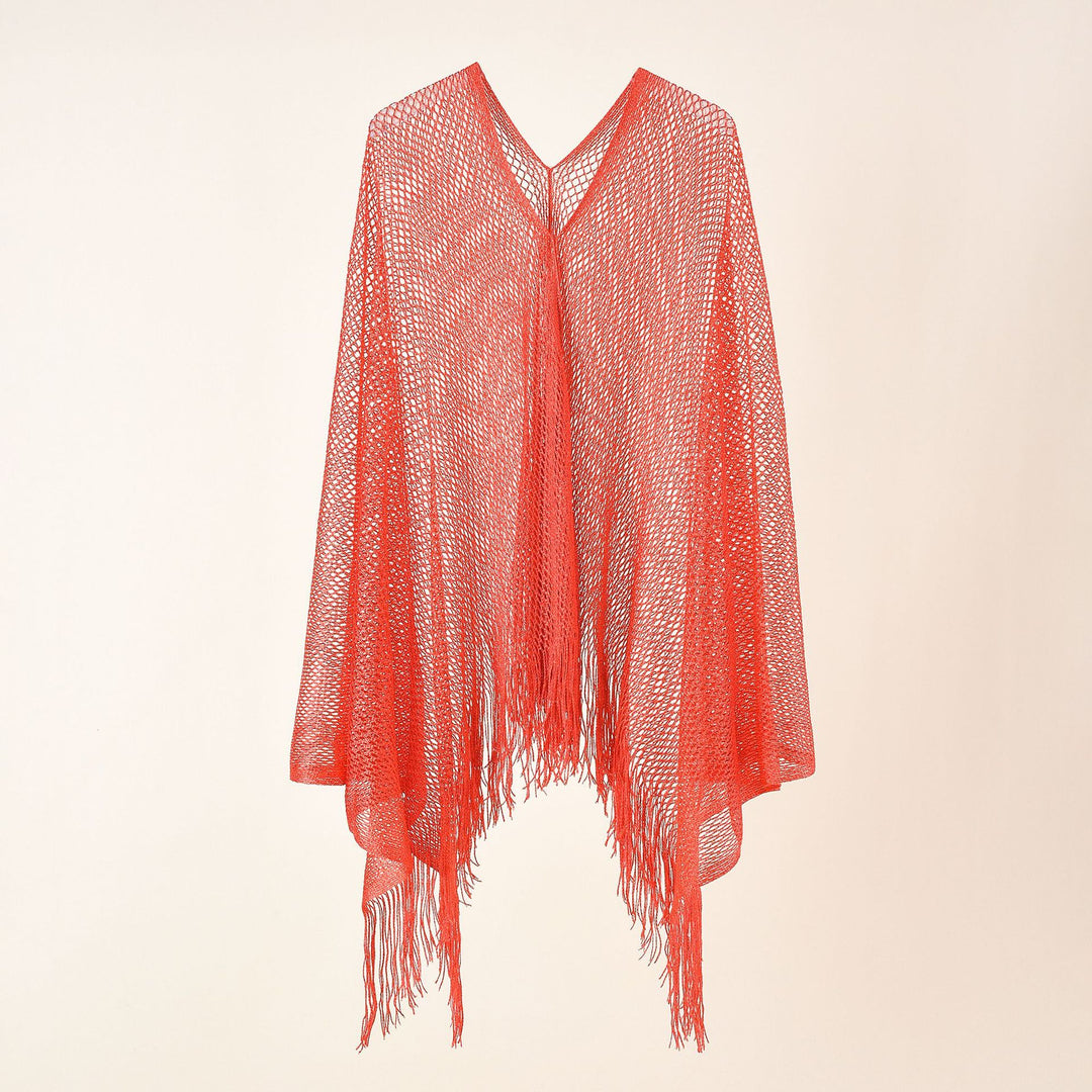 Damen Feinstrick-Mesh-Stola mit Metallic-Glanz und langen Fransen Echo Archiv