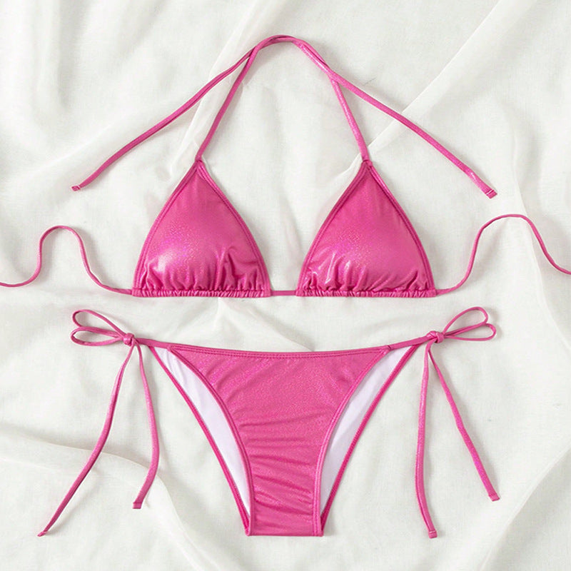 Damen Triangle-Bikini mit verstellbaren Bindebändern und glänzender Oberfläche Echo Archiv