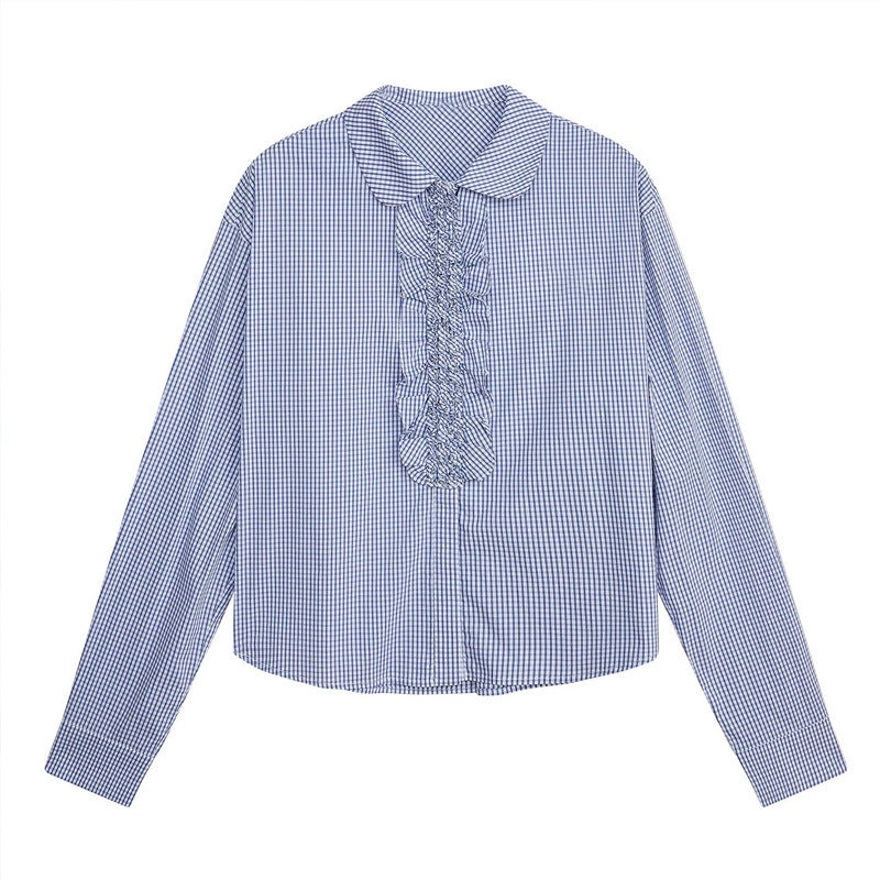 Damen Karierte Bluse mit Rüschendetails Echo Archiv