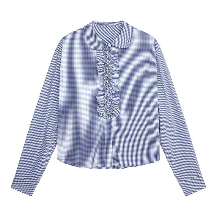 Damen Karierte Bluse mit Rüschendetails Echo Archiv