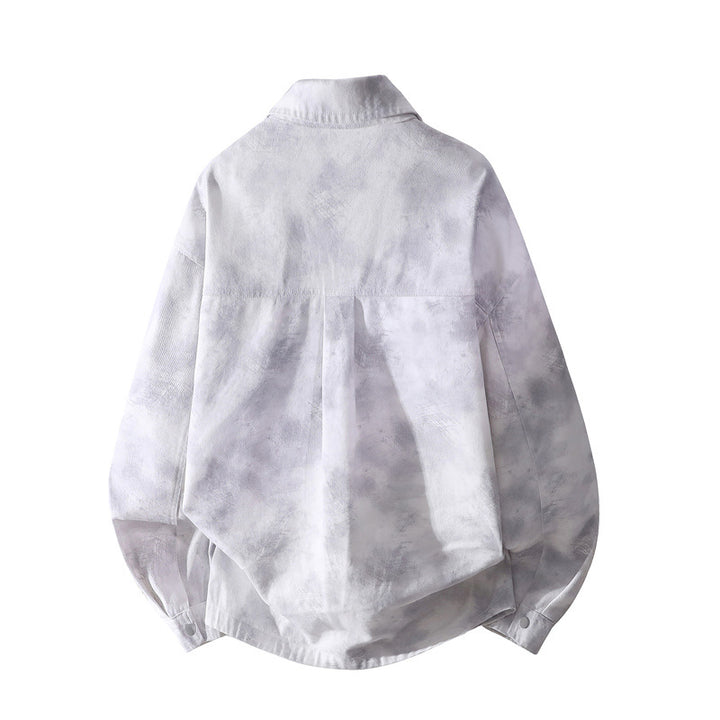Unisex Oversize-Hemdjacke mit Batik-Effekt, Druckknopf‑Front und aufgesetzten Taschen Echoarchiv