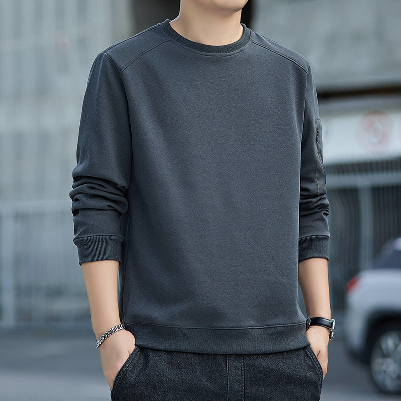 Herren Minimalistisches Sweatshirt mit Raglanärmeln und Reißverschluss-Ärmeltasche Echo Archiv