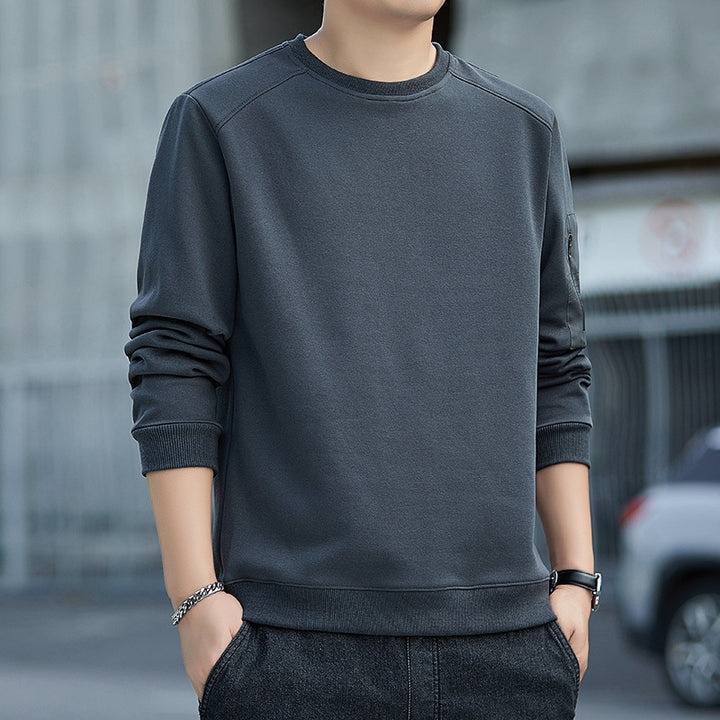 Herren Minimalistisches Sweatshirt mit Raglanärmeln und Reißverschluss-Ärmeltasche Echo Archiv