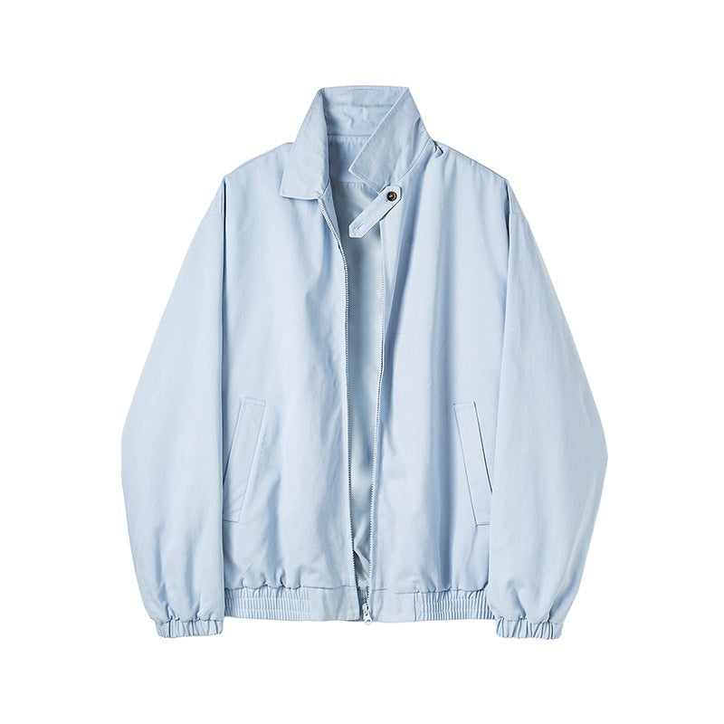 Herren Minimalistische Harrington-Übergangsjacke mit Stehkragen, Kinnschutzriegel und elastischem Saum Echoarchiv