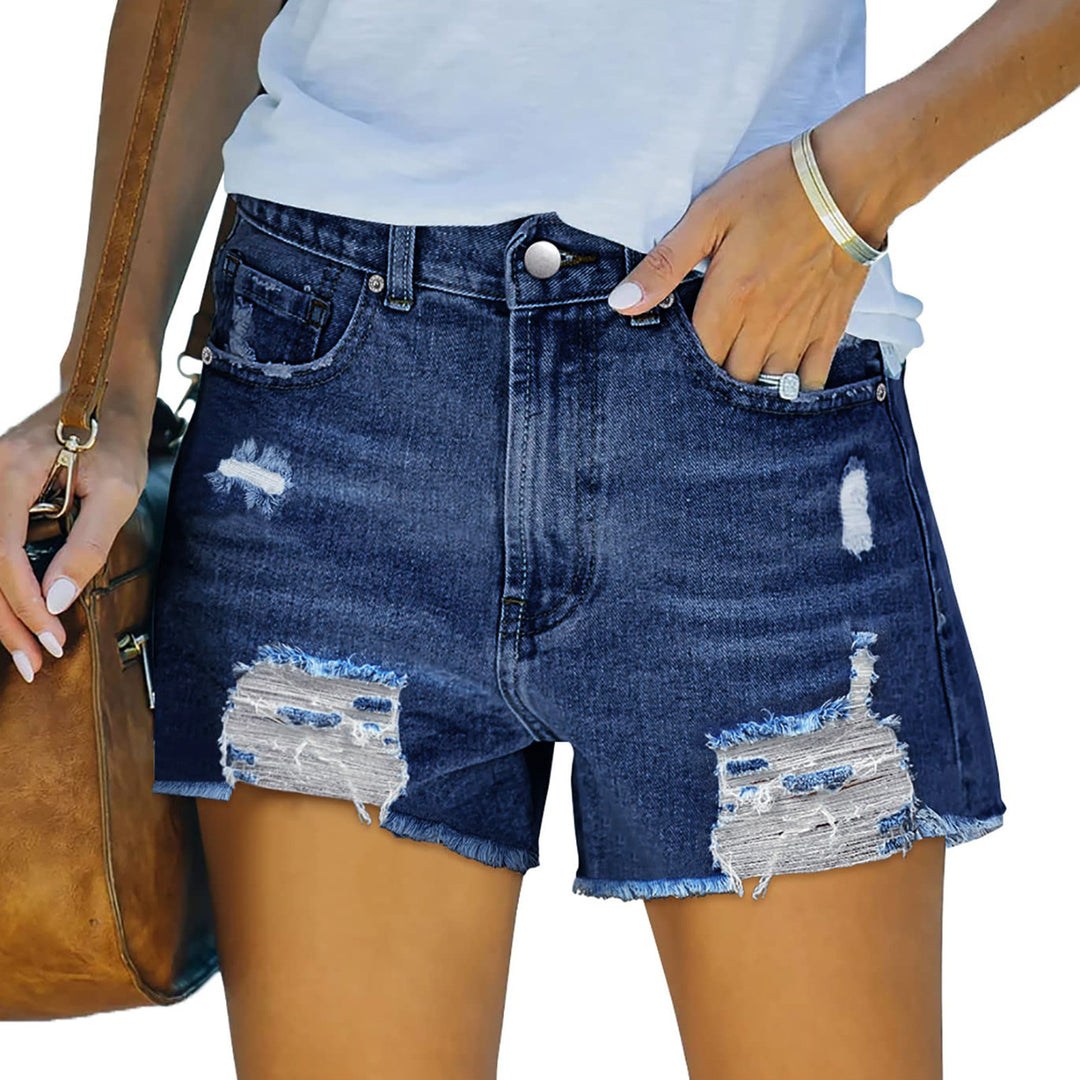 Damen Hochgeschnittene Destroyed Denim-Shorts mit aufwendigen Fransen Echo Archiv