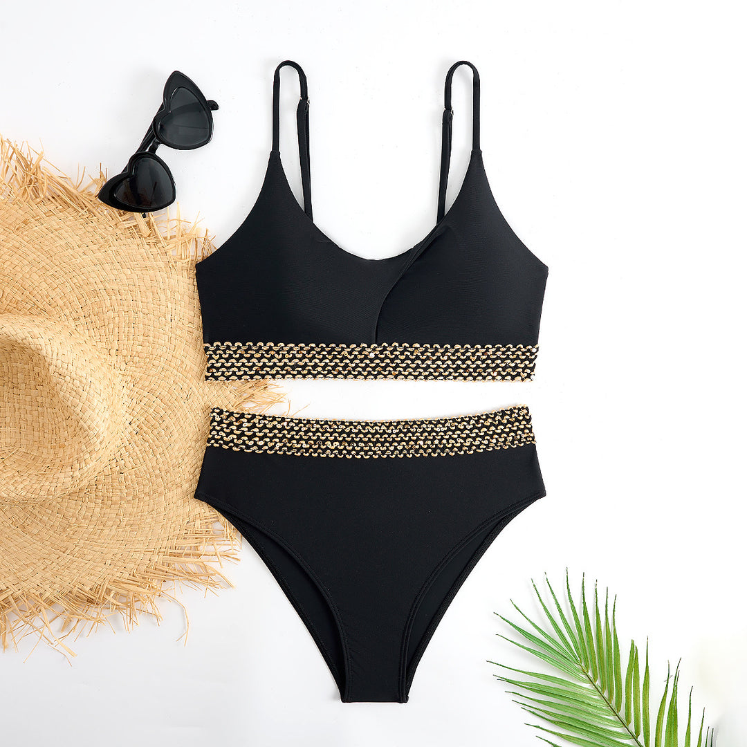 Damen Hoch tailliertes Bikini-Set mit dekorativem Knotendetail Echo Archiv