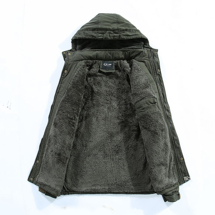 Herren Fieldparka aus robustem Canvas mit wärmender Teddyfleece‑Innenlage und Ärmeltasche – Taviero