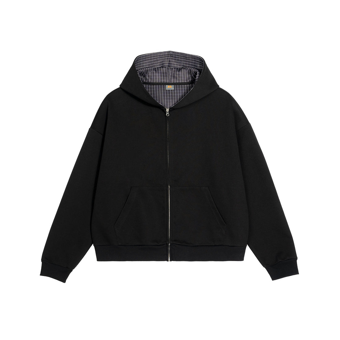 Unisex Zip-Hoodie mit karierter Kapuzenfütterung und kastiger Oversize-Passform Echo Archiv