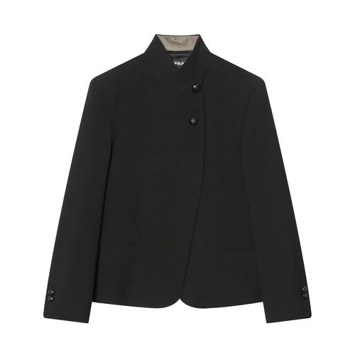 Damen taillierter Stehkragen-Blazer mit verdeckter asymmetrischer Front und Zierknöpfen – Valéne