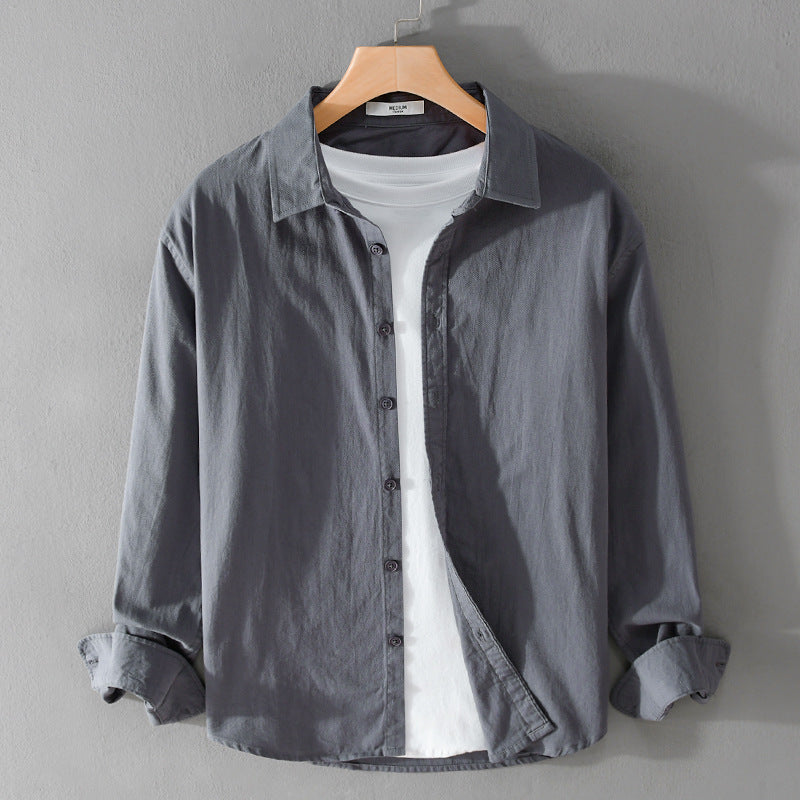 Herren Minimalistisches Leichtes Baumwoll-Überhemd im Relaxed-Look mit abgerundetem Saum Echoarchiv