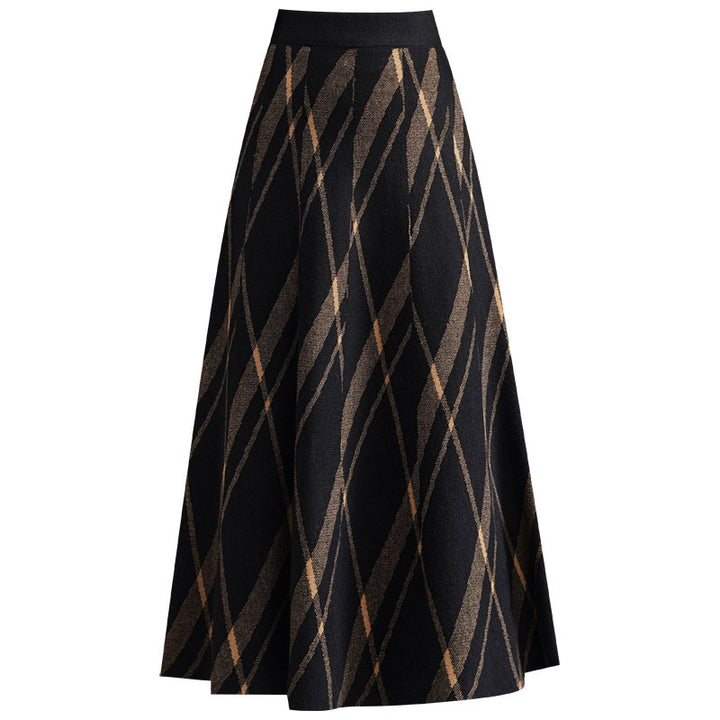 Damen Eleganter und fließender Maxirock mit diagonalen Mustern Echo Archiv
