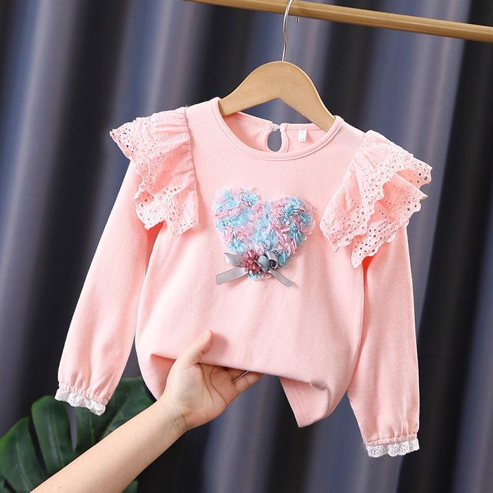 Mädchen Sweatshirt mit Rüschen und floralem Herzmotiv Echo Archiv
