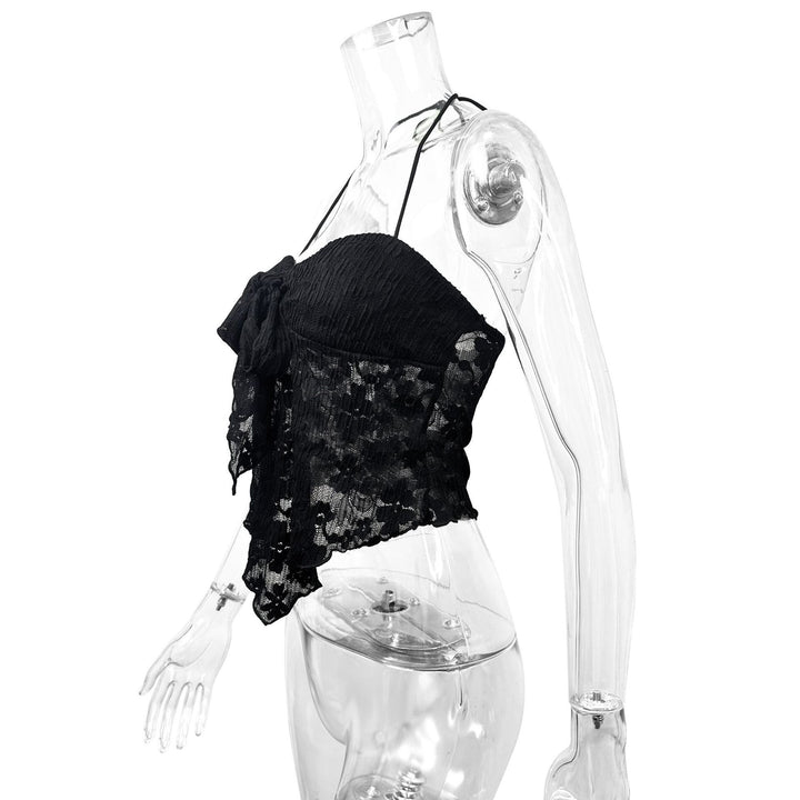 Damen Freizeit Top mit verspieltem Bindeband und Spitze Echo Archiv