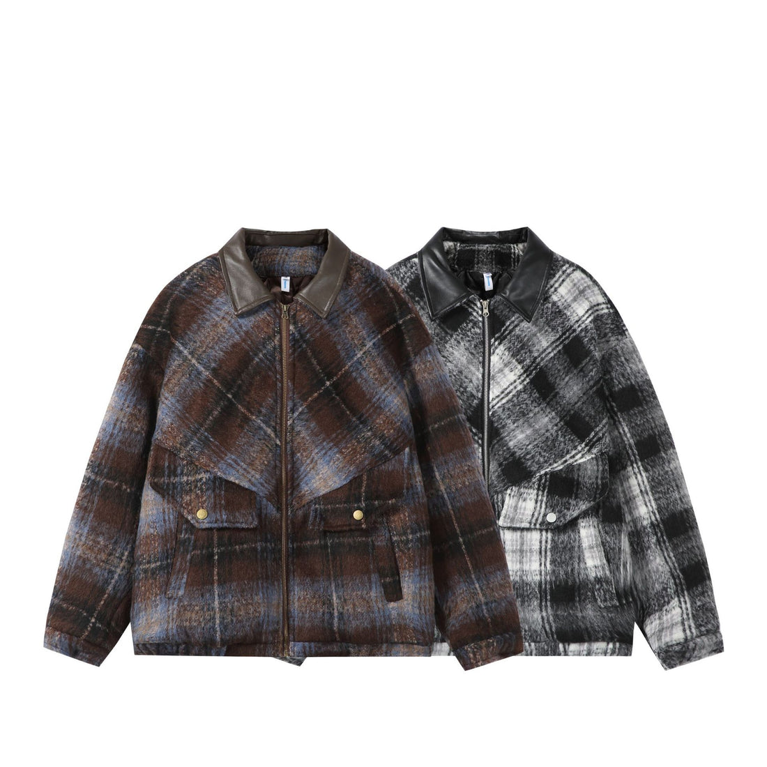 Unisex Boxy-Kurzblouson im Overshirt-Stil mit Kunstlederkragen und aufgesetzten Pattentaschen Echoarchiv