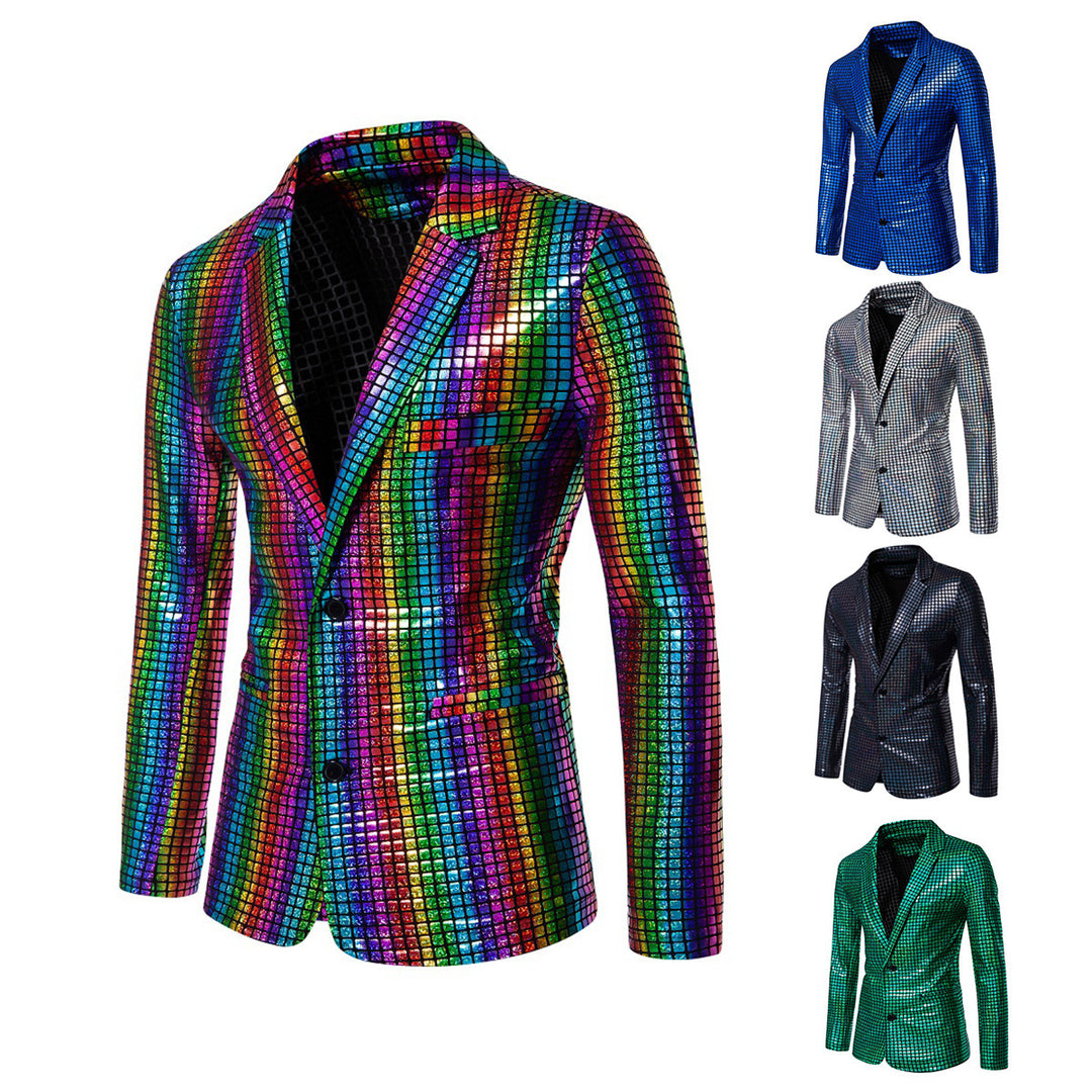 Herren glänzender Paillettenblazer mit modernem Design Echoarchiv