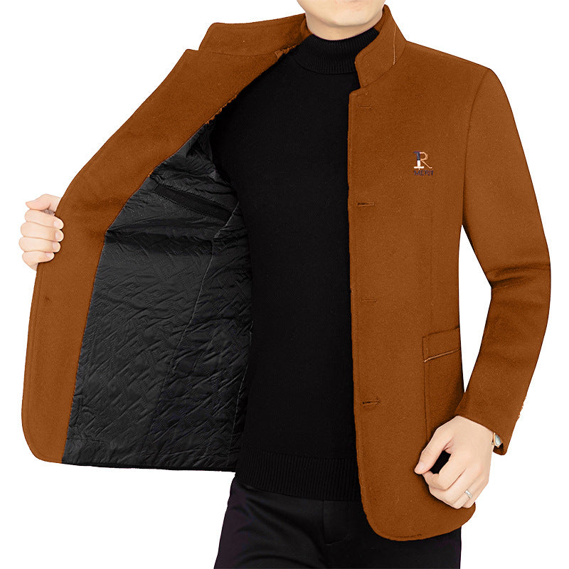 Herren Eleganter Wollmix-Kurzmantel im Mandarin-Kragen mit gesteppter Thermo-Innenfütterung – Montevé