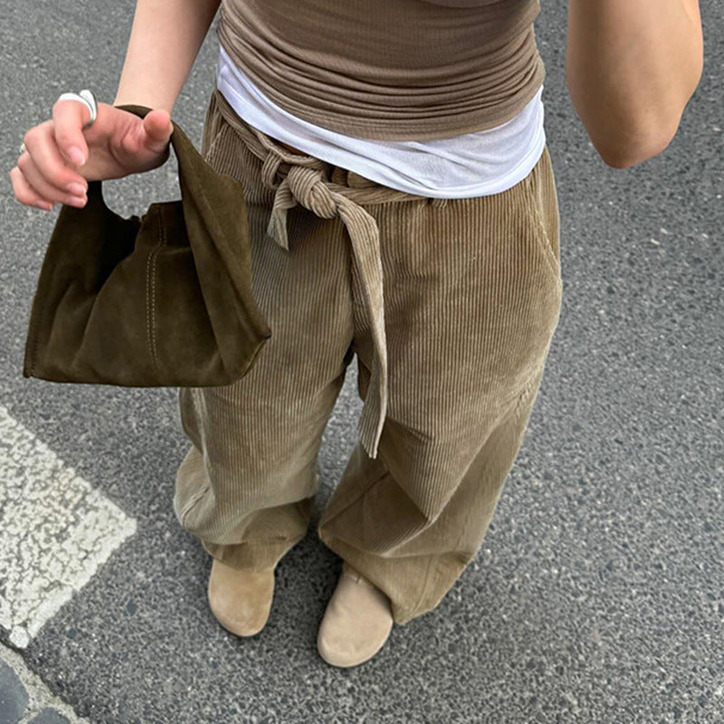 Damen lockere Leinenhose mit Taillengürtel Echo Archiv