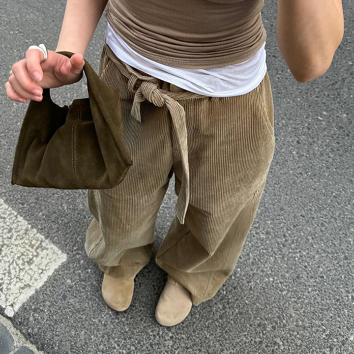 Damen lockere Leinenhose mit Taillengürtel Echo Archiv